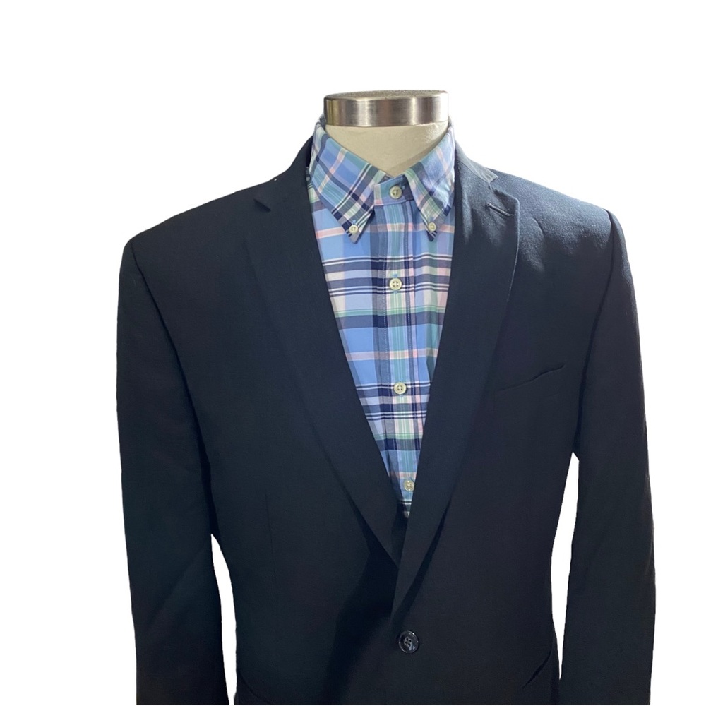 CALVIN KLEIN Men Black 100% Wool Jacket 46L Fully Lined Formal